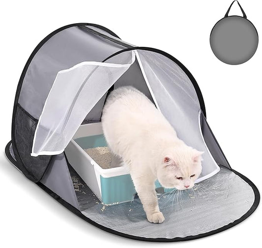 Foldable Cat Litter Box Enclosure - No Assembly Needed All-in-One Privacy Cover for Large Litter Boxes | Spill-Proof Design, Easy to Clean & Collapsible Storage (46"x23"x19")