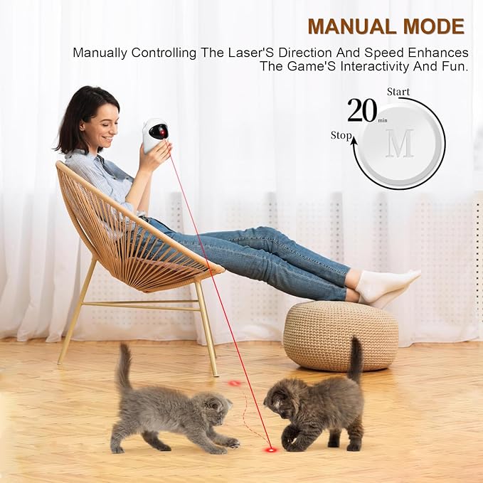 Laser Cat Toys for Indoor Cats Interactive Cat Toy 3 Speed Modes with Timer Rechargeable Rechargeable 3 Adjustable Circling ranges for Cats/Kitten/Dogs