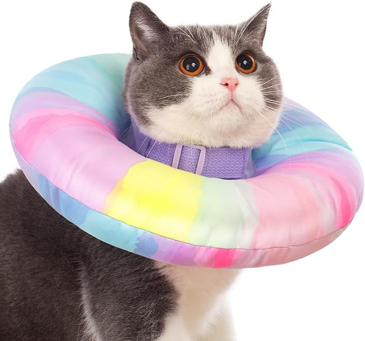 EWES Cat Cone Collar Soft M Size,Alternative Neck Cones to Stop Licking,Comfy Elizabethan Collars After Surgery Neuter,Donut Collar for Pet Cat Dog Kitten e Collar Recovery Shame