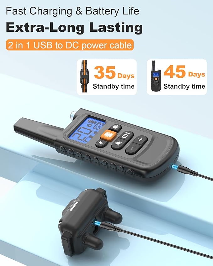 Dog Shock Collar with Remote Control - 3300FT Rechargeable IP67 Waterproof Training Collar for Dogs 8-120 lbs with Beep, Vibration, Shock, Flashlight