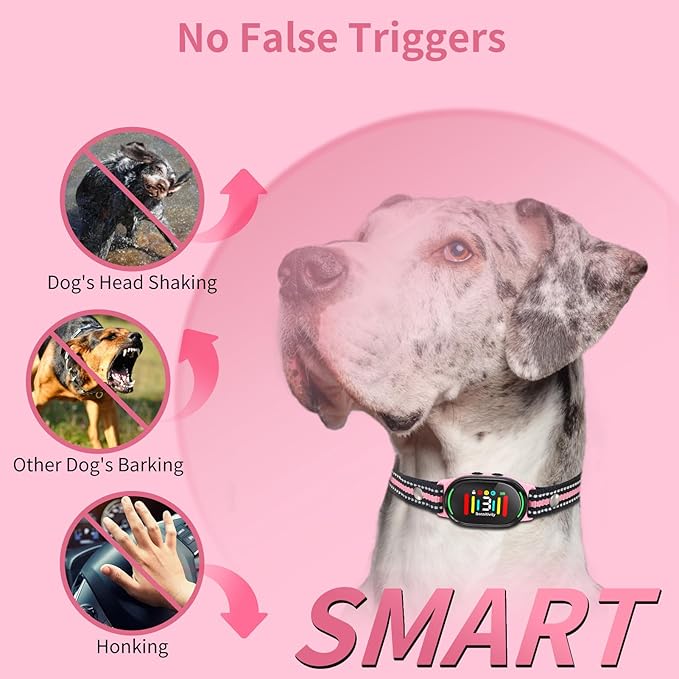PetJoy Smart Bark Collar, Dog Bark Collar for Small Medium Large Dogs, Anti Bark Collar with Optional Shock - 3 Sensitivity Levels, Vibration or Shock Mode 2 in 1