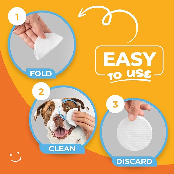 Dog Eye Wipes - Hypoallergenic Eye & Face Wipes for Dogs, Cats, and Puppy - Pet Tear Stain Remover and Cleaner - Gently Cleans and Removes Discharge, Crust, and Gunk - Coconut
