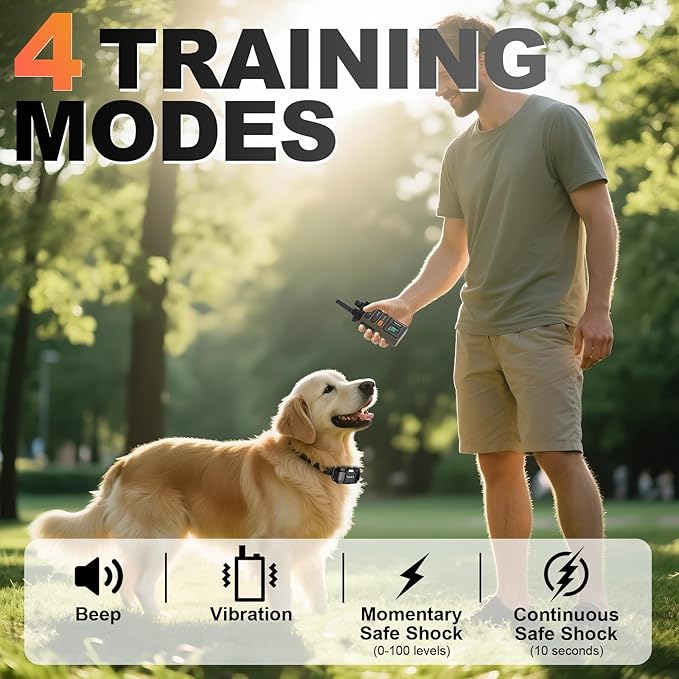 Dog Training Collar with Remote-5200FT, Dog Shock Collar with IPX7 Waterproof, Shock, Vibration, Beep, E-Collar for Dogs Training, Rechargeable, Suitable for All Breeds of 15-120lbs