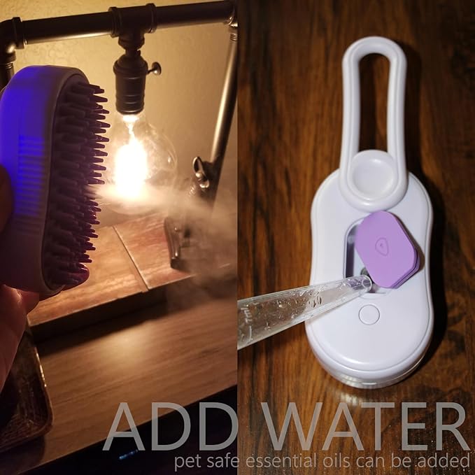 Cat Steam Brush, Helps Reduce Cat Hair, Easy Cleaning Top, Steam Brush with Silicone Massage Bristles for Cats or Dogs, Best for Long-haired Cats or Dogs (Beige)