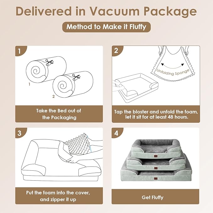 EHEYCIGA Orthopedic Dog Bed for Medium Dogs, Waterproof Memory Foam Medium Dog Beds with Sides, Non-Slip Bottom and Egg-Crate Foam Pet Couch Bed with Washable Removable Cover, Greyish Green