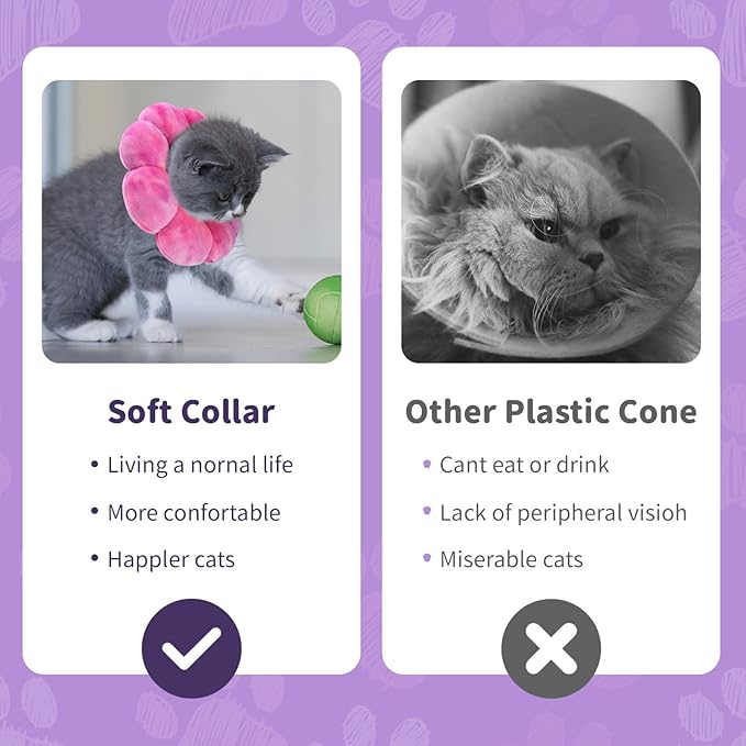 Dog Cat Surgical Recovery Cone Dog Protective Collar, Pet Recovery E-Collar Soft Neck Cone to Stop Licking Wound for Cats & Kittens Small Dog After Surgery