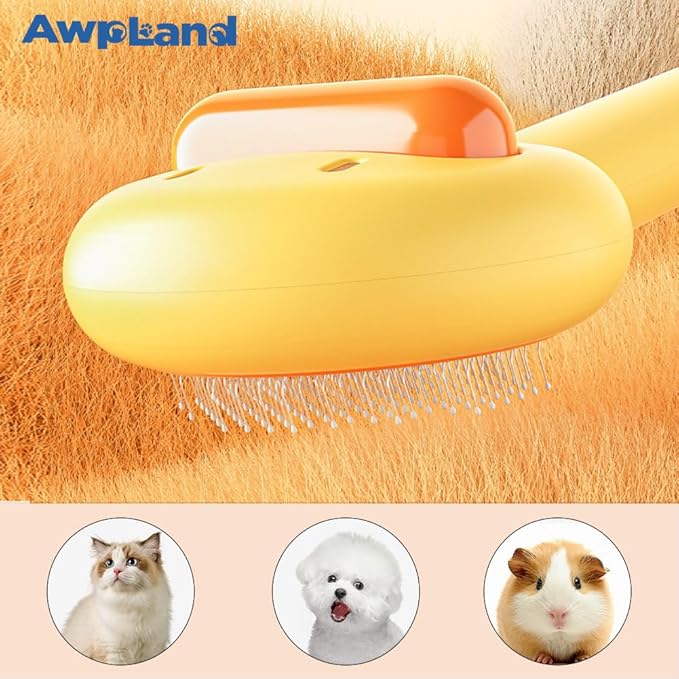 Cat Brush for Short or Long Haired Cats Dogs Rabbits, Cute Dog Brush with Release Button for Massage and Removes Loose Fur, Dog Hair Brush Dog Grooming Deshedding Brush