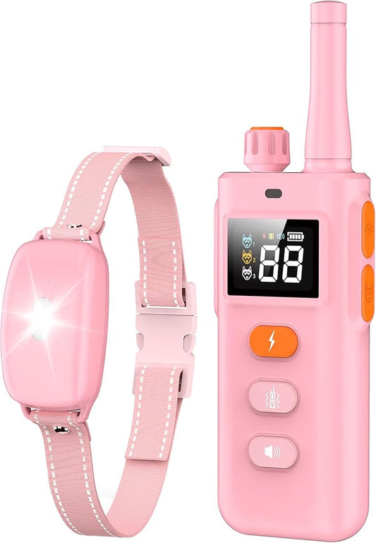 Dog Shock Collar with Remote Control - 3000Ft Dog Training Collar for 15-100lbs Small Medium Large Dogs, Adjustable IPX7 E Collar Beep Shock Vibration Modes with Flash Light