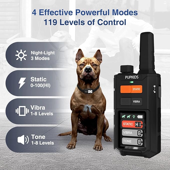 Dog Shock Collar for Dogs with 3 Night Lights - 4200 FT Range Electric Dog Collars, Rechargeable Dog Training Collar with 4 Powerful Modes, E Collars for Dogs Training for 20-140 lbs Dogs