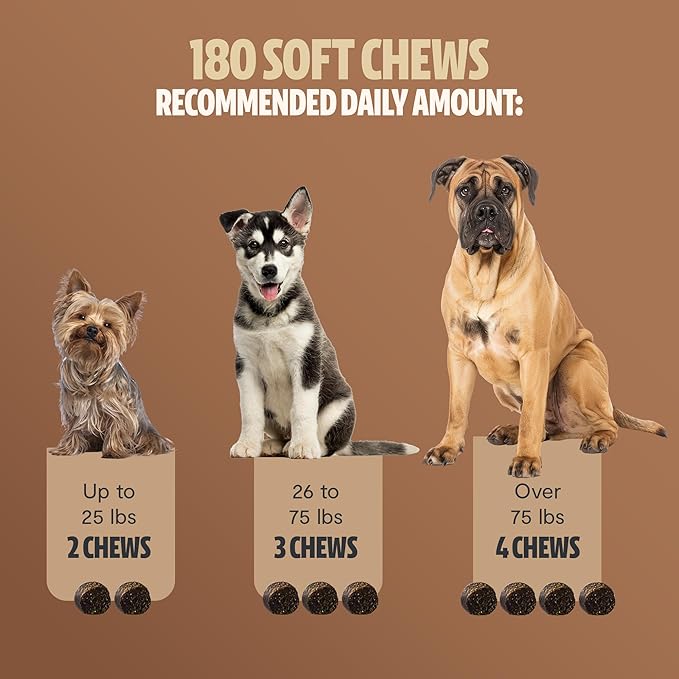 FreshCap Mushrooms Shroomies - 13 in 1 Turkey Tail Mushroom for Dogs, Super Blend Mushroom Supplement for Dogs, Dog Immune Support, Calming Treats (180 Soft Chews)