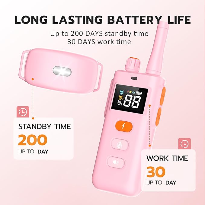 Dog Shock Collar with Remote Control - 3000Ft Dog Training Collar for 15-100lbs Small Medium Large Dogs, Adjustable IPX7 E Collar Beep Shock Vibration Modes with Flash Light