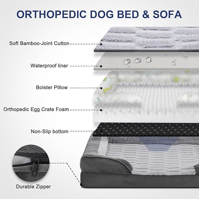 FURTIME Orthopedic Small Dog Beds - Waterproof Ultra Comfy Supportive Foam Pet Couch with Removable Washable Cover, Nonskid Bottom