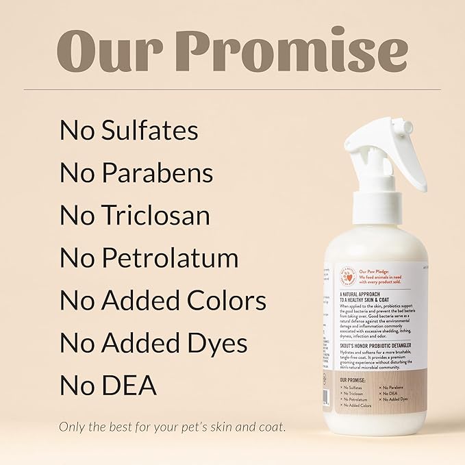 Skout's Honor Pet Detangler Spray - Hydrating & Conditioning with Avocado Oil & Probiotics, 97% Natural, Paraben & Sulfate-Free, softens for a brushable Coat, Daily Use, 8oz, Dog of The Woods, 2-Pack