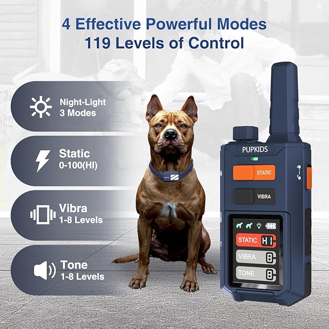 Dog Training Collar - 4200FT Dog Shock Collar with Remote Control with 119 Training Levels & Night-Lights, 100% Safe Innovative E Collar for Dogs Training for 20-140 Lbs Dogs