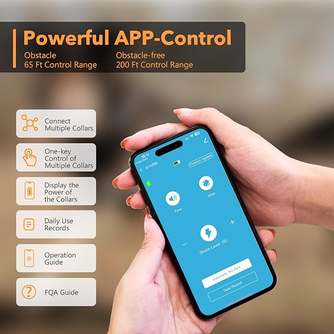 Dog Training Collar with APP Control - 2-in-1 E Collar for Dogs Training 1/2 Mile Range Bluetooth-Enabled Waterproof Dog Training Collar with Remote Control Electric Dog Collar for 15-140 Lbs Dogs