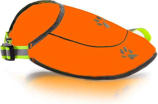 Dog Reflective Vest - Comfortable Jacket Safety Hunting, High Visibility for Dogs with Elastic Straps and Clasp Closure- Orange, XX-Large