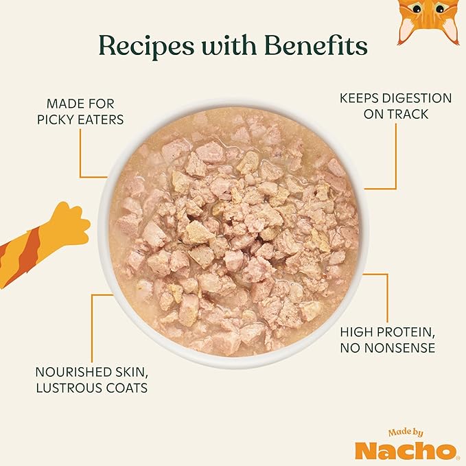 Made by Nacho Wet Cat Food, Grass-Fed, Grain-Finished Minced Beef in Bone Broth for Hydration with Prebiotics for Digestive Health, High Protein, 2.5oz Cups (10 Pack)