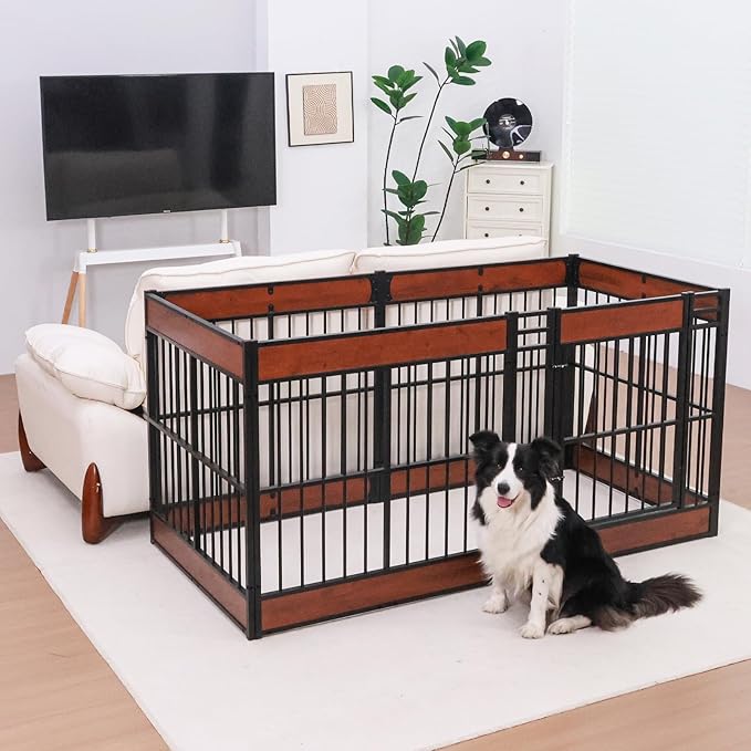 Dog Playpen, 35.4" Height Dog Pen Indoor, Heavy Duty, Safe and Sturdy, Furniture Style Puppy Pen