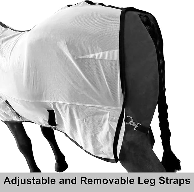 Horse Fly Sheet Equine Summer Sheets, Comfy Mesh Bug and Mosquito Protection Standard Neck - White 72"