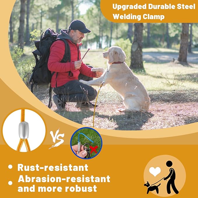 Dog Tie Out Cable 10/15/20/25/30FT Dog Run Cable Rosy Pink/Blue/Purple/Silver/Red/Green/YellowTie Out Cable for Large Dogs Heavy Duty for Outside Hold Large Dogs Up to 250LBS