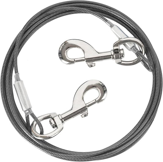 10FT Heavy Duty Dog Tie Out Cable for Large Dogs up to 125lbs, Durable Runner Tether Line (Black)