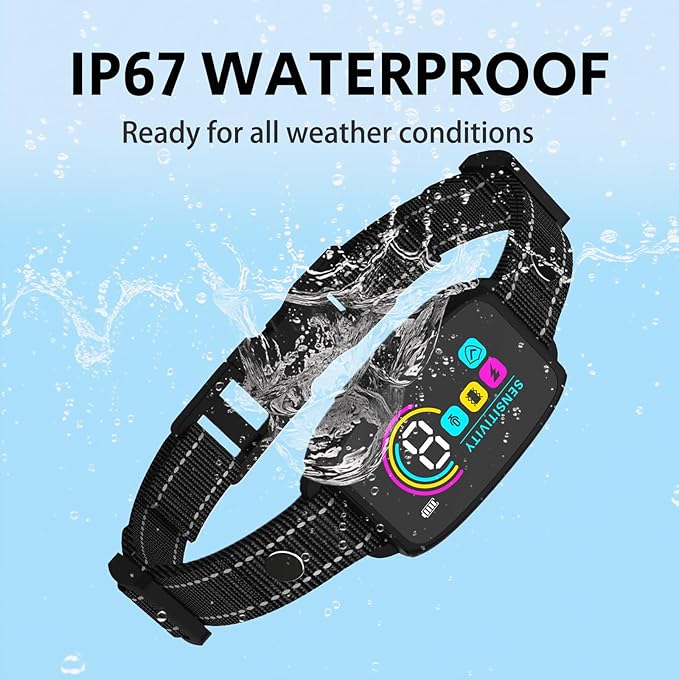 Bark Collar for Large Dogs, Anti Bark Collar for Medium Dogs, Smart Bark Collar, Rechargeable Training Collar IP67 Waterproof, 8 Adjustable Sensitivity Beep Vibration