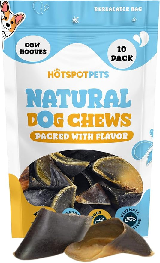 Full-Size Cow Hooves for Dogs | (10 Pack) All-Natural Long Lasting Dog Chews | Made from Grass Fed Cattle | Tasty Treat for Oral Hygiene | Fantastic Alternative for Rawhide and Bully Sticks
