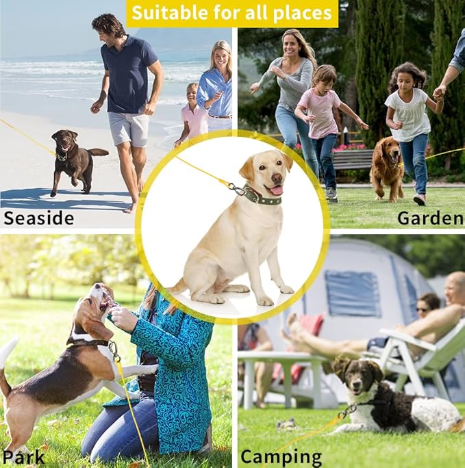 Dog Tie Out Cable, 20FT, Yellow, Suitable for Dogs up to 350 pounds, Lightweight, Non-Winding, for Outdoor Use