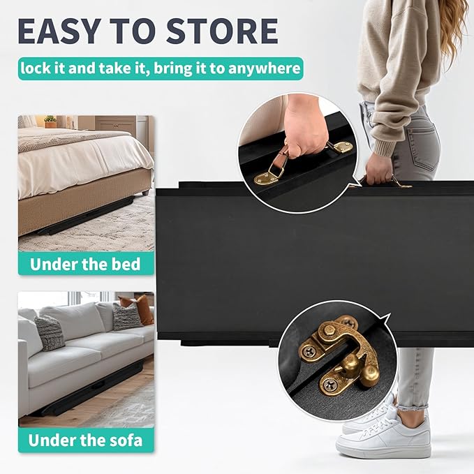 Dog Ramp, 5 Level Adjustable Wooden Folding Pet Ramp for Middle Bed, Couch,SUV-High Traction, Portable Paw Ramps for Small & Large Old Dogs & Cats - Furniture Quality