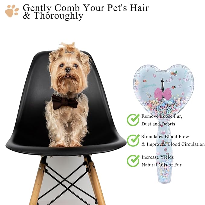 Small Dog Brush, Soft Dog Grooming Comb for Shih Tzus, Yorkies, Maltipoos, Maltese, Love Shape Puppy Massaging Pet Hair Brush, Cat Brush, for Small Dogs Cats of All Hair Types (Sky Blue)