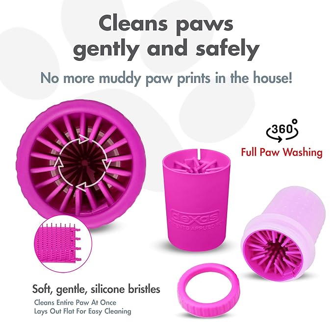 Dexas MudBuster Portable Dog Paw Cleaner, Small, Fuchsia - Premium Quality Pet Accessory