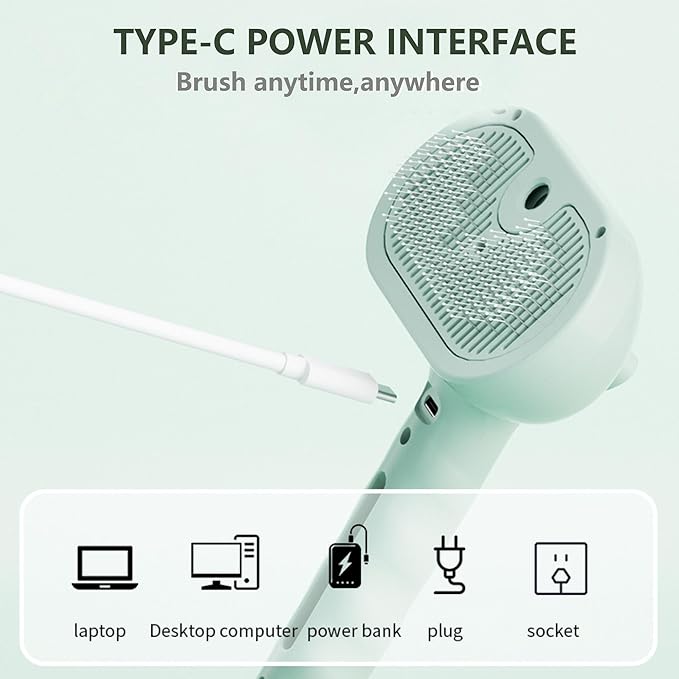 Cat Steam Brush 3 In 1，Pet Brush for Cat Hair Removal with Anti-Lost Pet Pendant，Spray Hair Removal Comb for Dogs Long Short Haired, Green