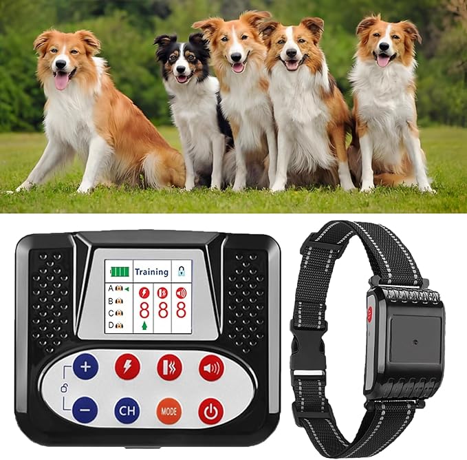 Dog Wireless Fence & Remote Shock Dog Training Collar 2-in-1, Electric Dog Fence, Adjustable Warning Strength & Range Sizes, Rechargeable Pet Boundary Containment System for 1/2/3/4 Dogs,for1dog