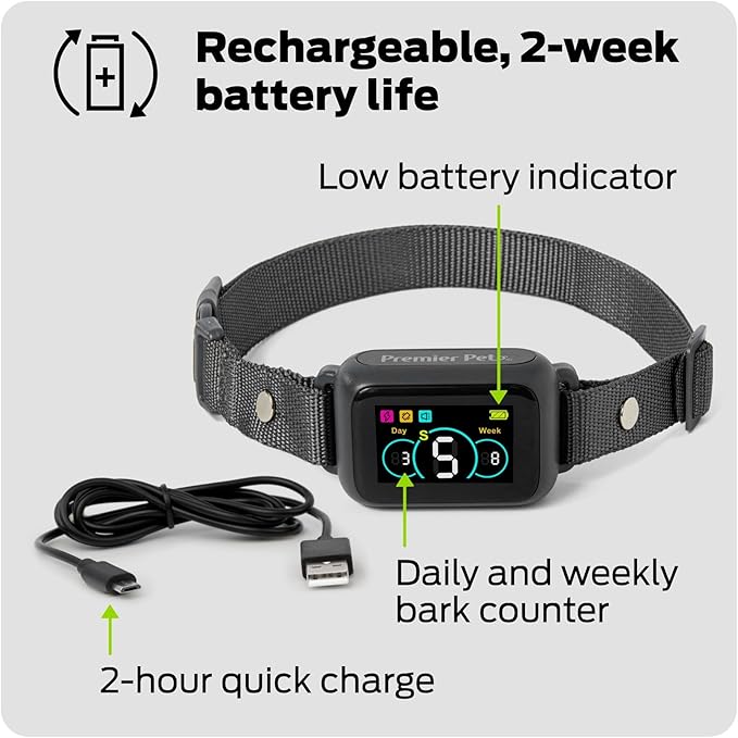 Dog Bark Collar- Waterproof - Rechargeable Digital Bark Collar Anti Barking Collar with 5 Adjustable Sensitivity Levels Dogs
