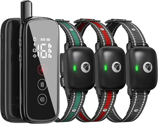Dog Training Collar 3 Dogs, Dog Shock Collar with Remote - 2600Ft Range, Rechargeable Waterproof Electric Dog Collar, 3 Training Modes (Vibration, Beep, Shock) for E-Shock Collar（Black）