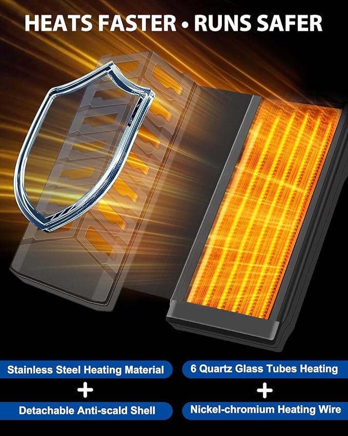 fishkeeper 800W Submersible Aquarium Heater – Ultra-Safe Digital Fish Tank Heater for 80-230 Gallon, Leaving Water Auto Power-Off, PID Intelligent Fast Heating, 59°F-93°F Accurate Temperature Control