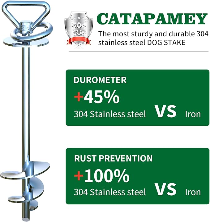 Dog Tie Out Cable and Stake,360° Swivel Dog Run Anchor -with 45FT Heavy Duty Cable,Runner for Yard- for up to 150 lbs- for Yard Outdoor Camping