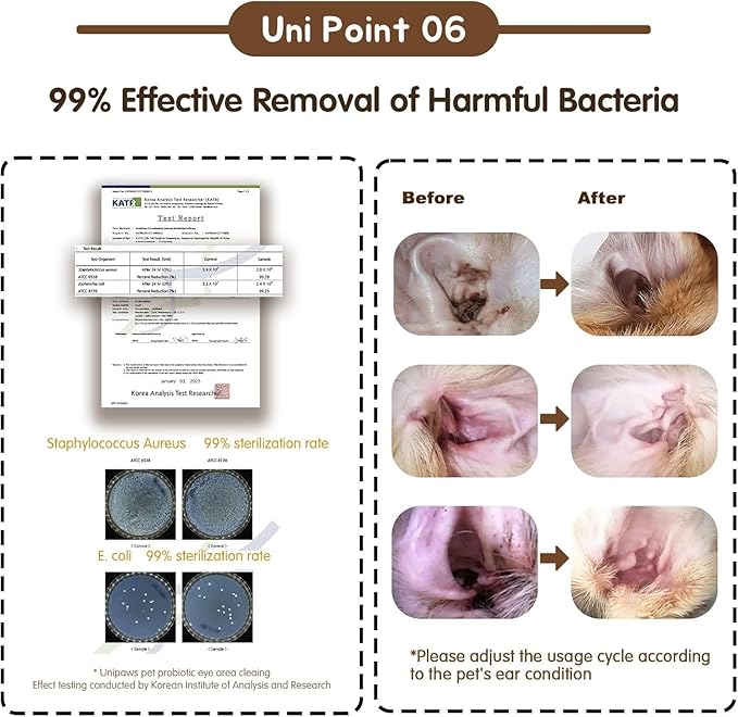 UNIPAWS Pet Ear Drops for Dogs & Cats – Vet-Recommended Ear Cleaner & Deodorizer – Helps Reduce Wax Buildup & Soothe Itchy Ears – 5.1 fl oz Probiotic & Moisturizing Formula, Made in Korea