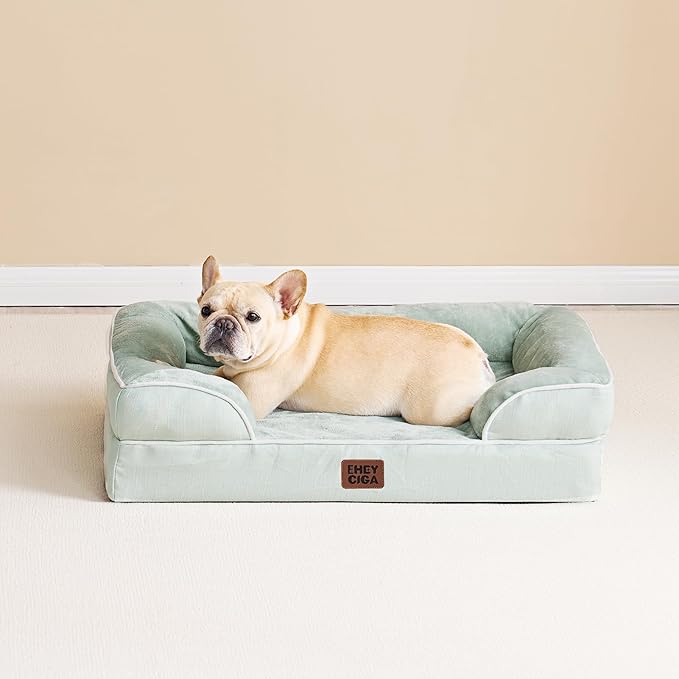 EHEYCIGA Orthopedic Dog Bed for Medium Dogs, Waterproof Memory Foam, Sage Green, 30"L x 20"W x 6.5"Th