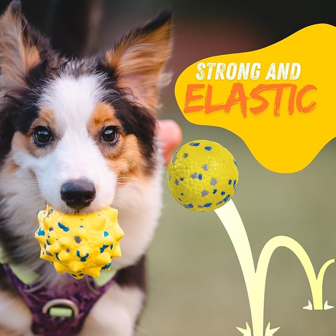 Durable Interactive Dog Toys for Aggressive Chewers,Puppy Teething Toys,Floating Fetch Balls,Bouncing Chew Balls,Tennis Balls for Dogs (2 Balls)