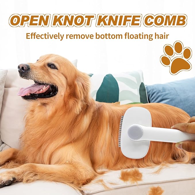 TemApex 2-in-1 Self Cleaning Shedding Brush & Dematting Comb for Long Haired Cats and Dogs, Pet Grooming Deshedding Brush for Dog and Cat Removes Loose Fur & Tangles