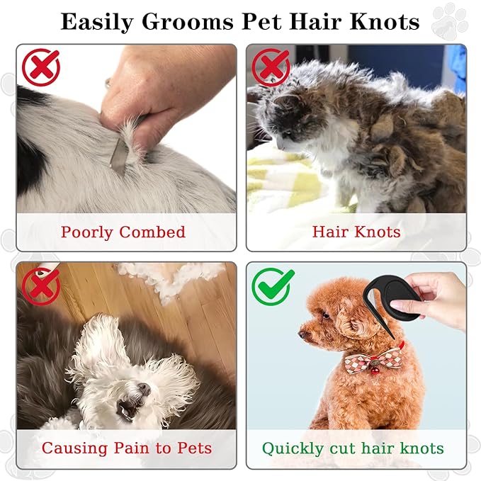 Multifunctional Pet Grooming Tool - Knotting Comb for Cats and Dogs, Hair Removal Tool for Loose and Knotted Fur, Knot Remover and Opener