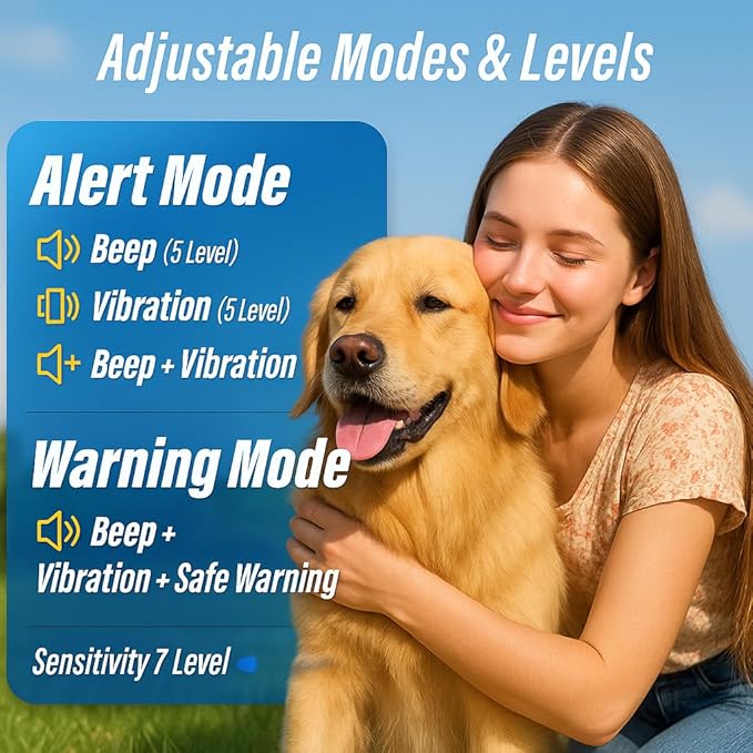 Dog Bark Collar, Smart Barking Collar with 4 Modes, 7 Adjustable Sensitivity for Barking Howling Whining, Automatic Anti Barking Device for Large Medium Small Dogs IP67 Waterproof for Indoor & Outdoor