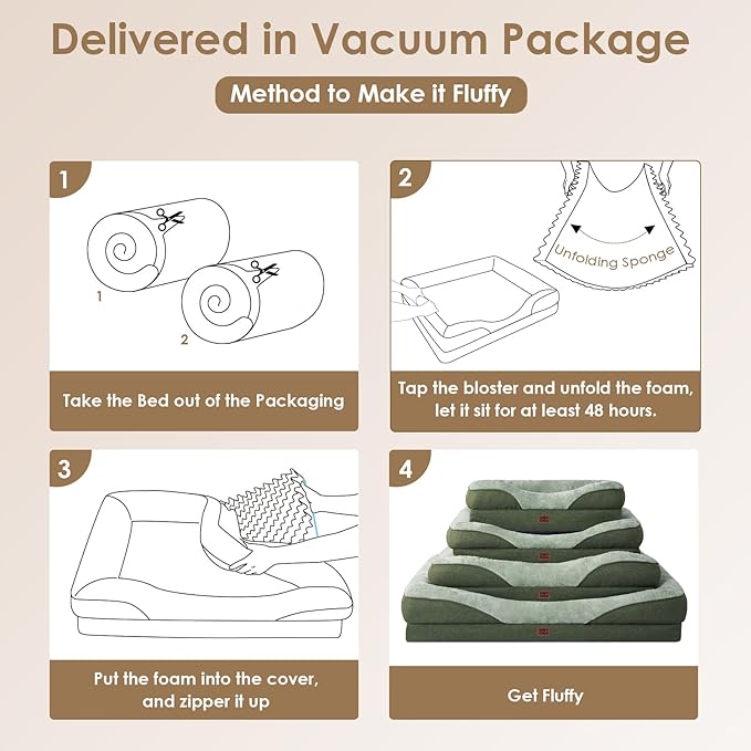 EHEYCIGA Memory Foam XXL Dog Bed for XLarge Sized, Extra Large Orthopedic Dog Sofa with Sides and Waterproof Liner, Washable Bolster Pet Couch with Removable Cover, 52x41x8 Inch, Green