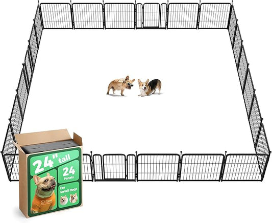 FXW Rollick Unleashed Dog Playpen for Indoor, Yard, RV Camping, 24 inch 24 Panels for Small and Puppy Dogs, Black│Patented