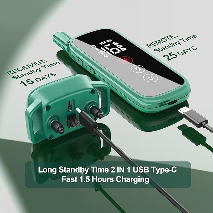 Dog Shock Collar Featuring A Touch Screen, E-Collar with Security Lock and 3 Training Modes, Rechargeable, Waterproof Dog Training Collar for Large Medium Small Dogs, for All Breeds, Size