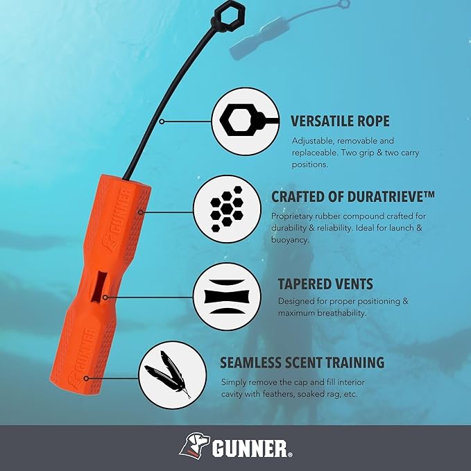 Dog Training Bumper - Retriever Training Dummy, Retrieving Dummies for Pets, Bumpers for Water Retrieving with Adjustable Rope, (Orange)