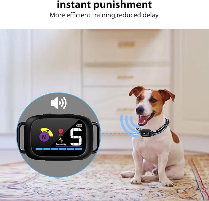 Dog Bark Collar - Rechargeable Dog Bark Deterrent Devices for Large, Medium and Small Dogs, Anti Barking Training Device for Dogs with 6 Adjustable Mode and 8 Sensitivity