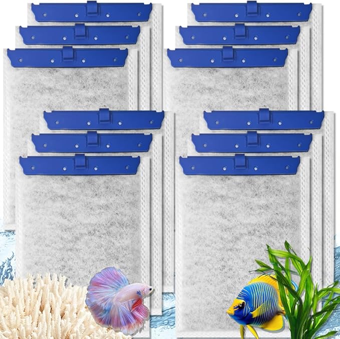 12 Pack Large Fish Tank Filter Cartridges Compatible with Tetra Whisper Bio-Bag Filters, Turtle Tank Filter Replacement for Whisper 20i, 40i / IQ20, 30, 45, 60 / PF20, 30, 40, 60 & ReptoFilter