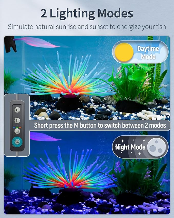 Pawfly 18 W Aquarium LED Light for 24 to 30 Inch Extendable Fish Tank Light with Full Spectrum Brilliant White Blue Red Lights with Daytime & Night Modes Timer Auto On/Off Adjustable Brightness
